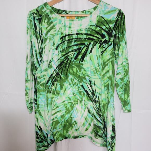 Ruby Road Blouse Women PS Assymetric Hem Green Vines - Picture 14 of 14